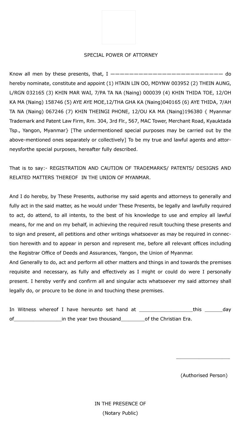 Power Of Attorney Sample Letter Pdf from www.myanmarpatent.com